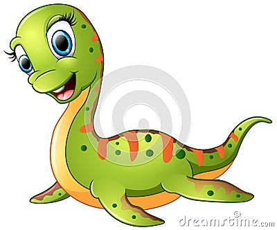 Cute plesiosaurus cartoon Vector Illustration