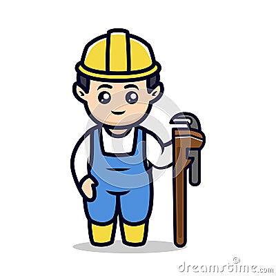 Cute plumber guy mascot design illustration vector Vector Illustration