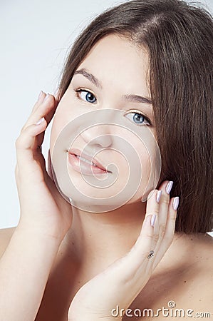 Cute plump girl on white background Stock Photo