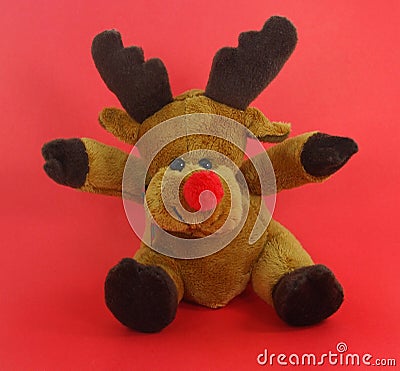 Cute Plush Reindeer Stock Photo