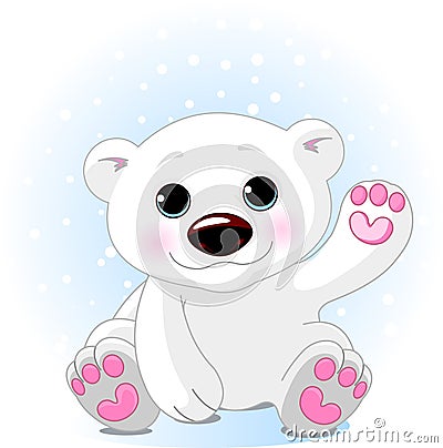 Cute Polar Bear Cub Vector Illustration