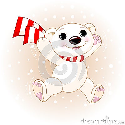 Cute Polar Bear jumping Vector Illustration