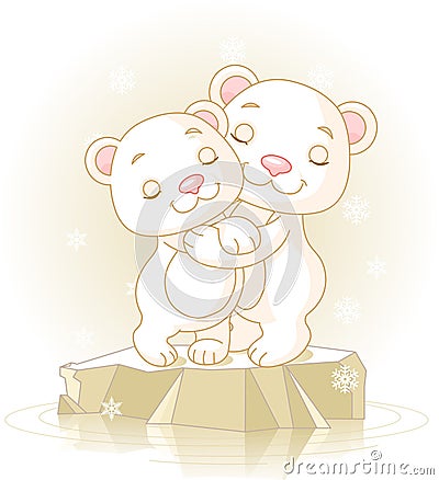Cute Polar Bears Vector Illustration
