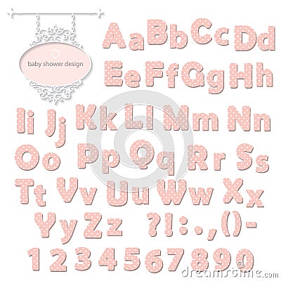 Cute polka dot font for kids. Stock Photo