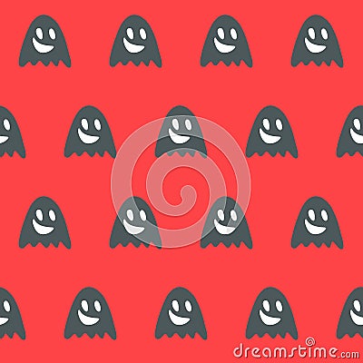 Cute poltergeist ghost boo red seamless pattern Vector Illustration