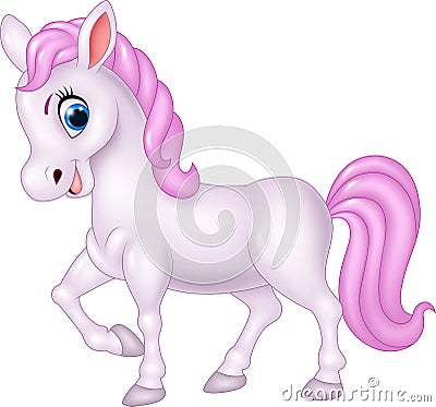 Cute pony horse on white background Vector Illustration