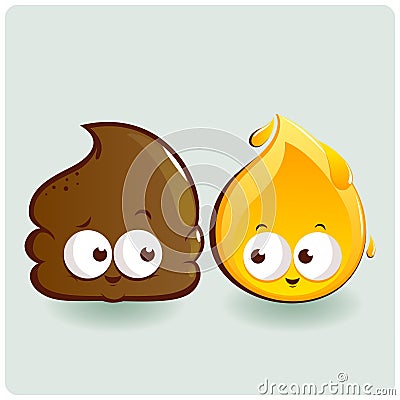 Cute poop and pee characters. Vector Illustration Vector Illustration