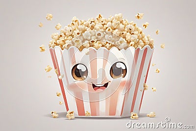 Cute popcorn character with eyes Stock Photo