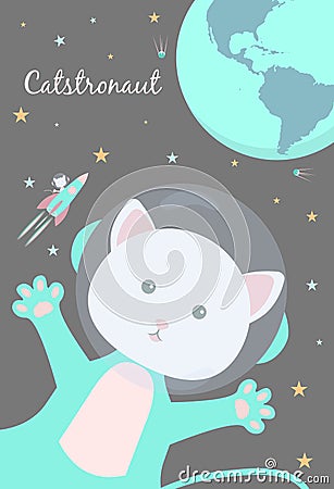 Cute postcard Cats in space. Declaration of love. I love You to the Moon and Back. Astronaph cats. Poster about the universe. Stock Photo