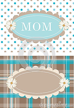 Cute Postcards Daisy Flower Dots Plaid Stock Photo