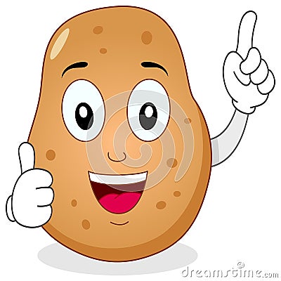 Cute Potato Character with Thumbs Up Vector Illustration