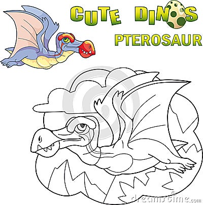 Cute prehistoric dinosaur pterosaur, funny illustration Vector Illustration