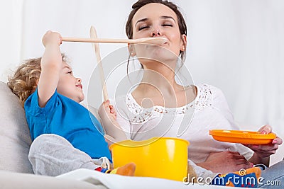 Cute preschooler and mum Stock Photo