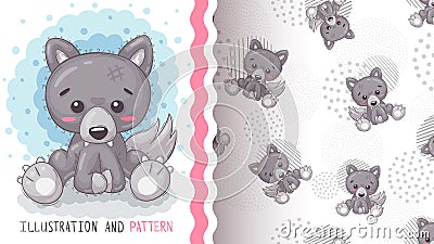 Cute pretty woof - seamless pattern Vector Illustration