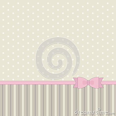 Cute primitive retro pattern with ribbon and bow in shabby Vector Illustration