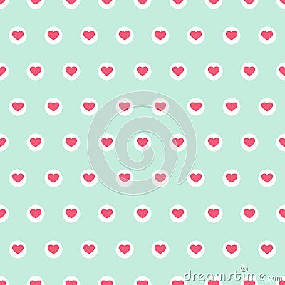 Cute primitive retro pattern with small hearts on dots background Vector Illustration