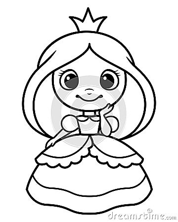 Cute princess doodle coloring page cartoon vector illustration Vector Illustration