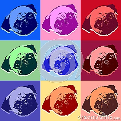 Pug Puppy Dog PopArt Vector Vector Illustration