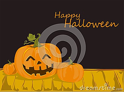 The cute pumkins Halloween with text. Vector Illustration