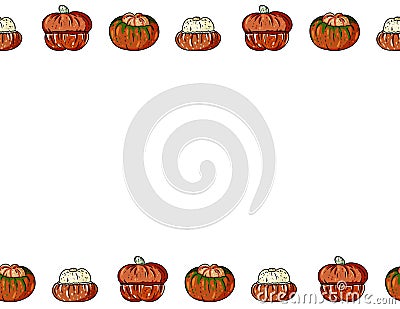 Cute pumpkins cartoon seamless pattern. Halloween decoration background banner. Space for text Vector Illustration