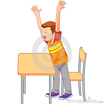 Student raise their hands Vector Illustration
