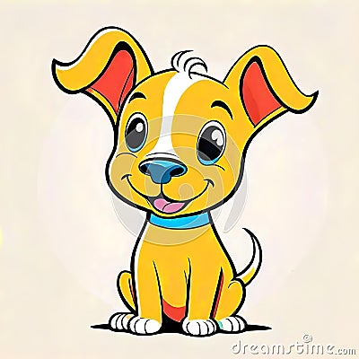 Cute puppy dog pet friendly child companion clipart Cartoon Illustration