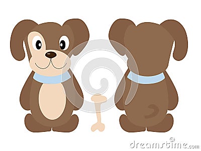 Cute puppy dog. Vector illustration of the animal, isolated on a white background. For cards for children`s holidays or drawing Vector Illustration