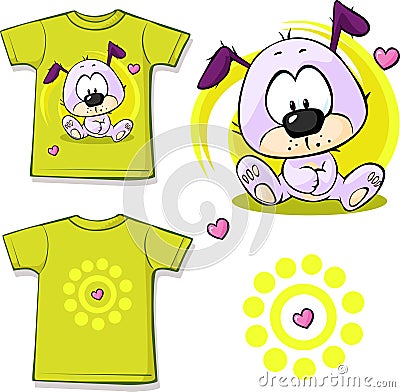 Cute puppy printed on shirt Vector Illustration