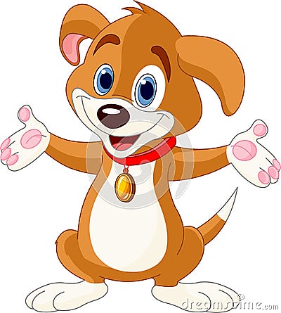 Cute Puppy raising his hands Vector Illustration