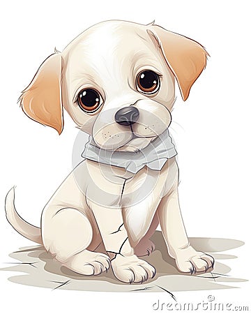 Cute puppy sitting illustration bundle. Cute colorful puppy set illustration. Baby dog sitting on a white background. Dog cartoon Cartoon Illustration