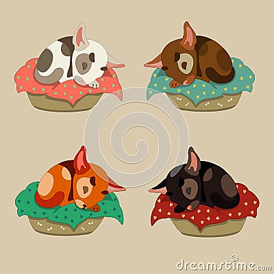 Cute puppy sleeping Vector Illustration