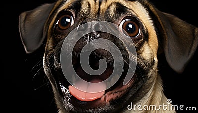 Cute puppy, small and playful, sitting, looking at camera generated by AI Stock Photo