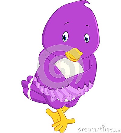 Cute purple bird cartoons Vector Illustration