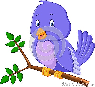 Cute purple bird cartoons Vector Illustration