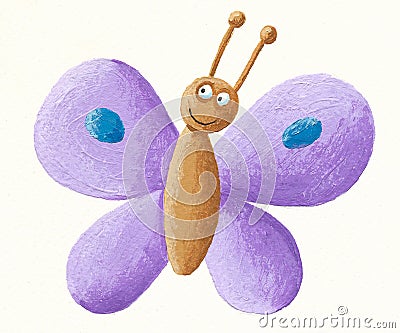 Cute purple butterfly Cartoon Illustration