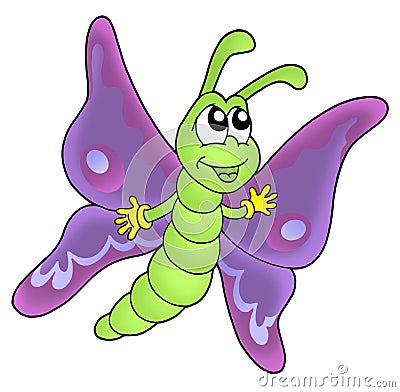 Cute purple butterfly Cartoon Illustration