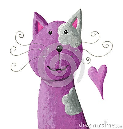 Cute purple cat Cartoon Illustration