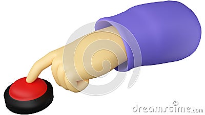 A Cute Purple 3D Pushing A Button Hand Stock Photo