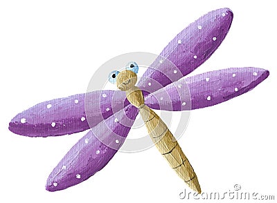 Cute purple Dragonfly Cartoon Illustration