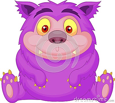 Cute purple monster cartoon Vector Illustration