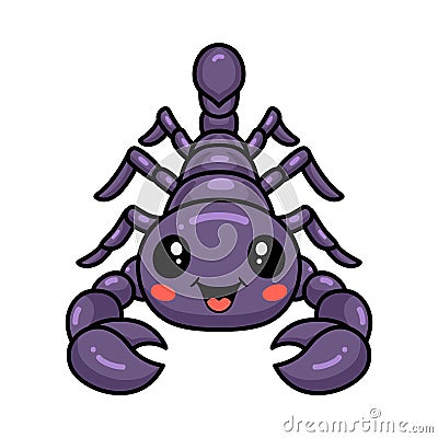 Cute purple scorpion cartoon character Vector Illustration