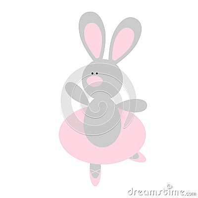 Cute Rabbit Ballerina Vector Illustration