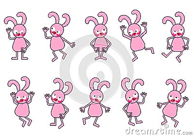 Cute rabbit cartoon motion illustration Cartoon Illustration