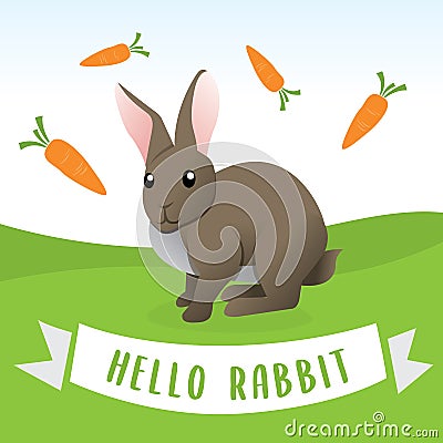 Cute Rabbit cartoon Vector Illustration