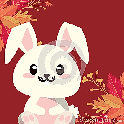 Cute rabbit farm animal character Vector Illustration