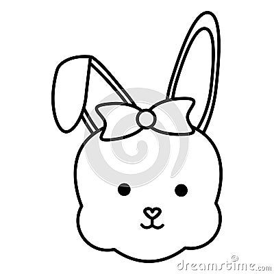 Cute rabbit female head character Vector Illustration