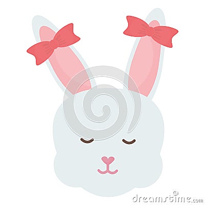 Cute rabbit female head character Vector Illustration