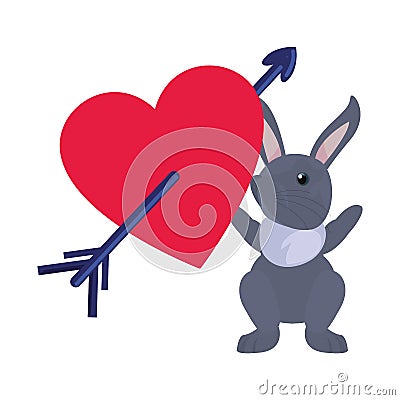 Cute rabbit heart love Vector Illustration