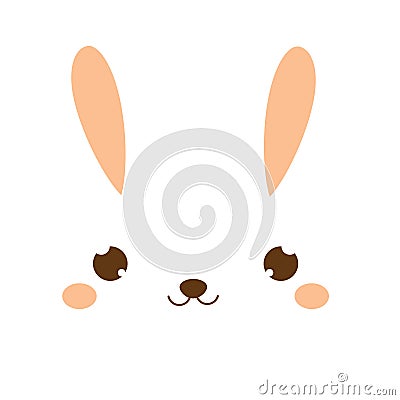 Cute rabbit. Kawaii Bunny. Sweet little Hare. Cartoon animal face for kids, toddlers and babies fashion Vector Illustration