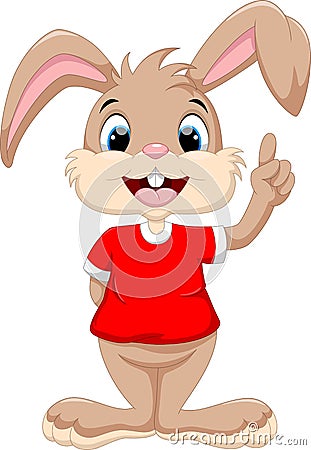 Cute rabbit raised index finger Cartoon Illustration